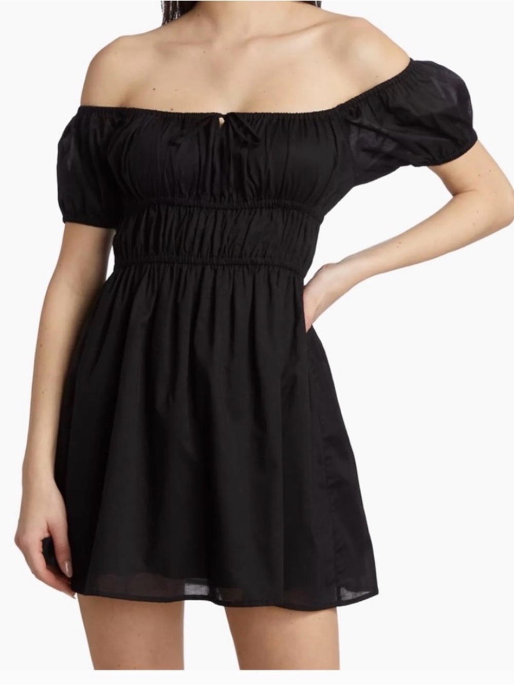 Faithfull the Brand Black Short Puff Sleeve Mini Dress - Picture 5 of 11